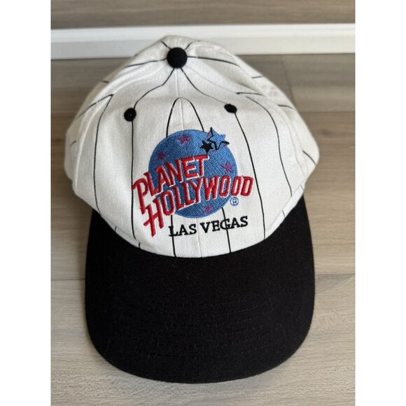 Vintage 90s Planet Hollywood Las Vegas Casino Promo Pinstripe Snapback‎ Hat - Picture 1 of 8